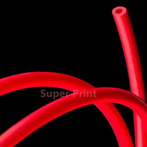 Super Print PTFE tube for 1.75mm filament,ID1.9mm OD4mm PTFE Tube,Bowden Tube 1.75mm,Teflon Tubing for 3D Printer J-Head Hotend Bowden Extruder 1.75mm. Red 3-meters