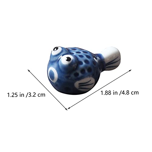 Hemoton Ceramic Chopstick Rest Set of 4 - Puffer Fish Design Tabletop Holder for Chopsticks Forks Spoons Kitchen Utensils for Home Parties and Celebrations