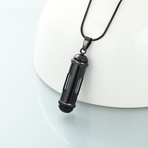 Imrsanl Glass Hourglass Urn Necklace Cremation Jewelry for Ashes 1-Black
