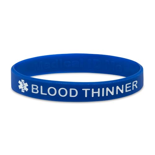 Medical ID Me 5pcs Blood Thinner Silicone Wristband Medical Awareness Bleeding Risk Warfarin Large 20cm