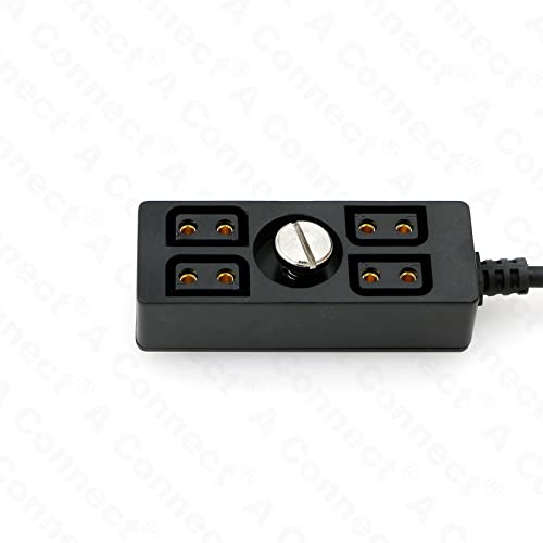 D-Tap Male to 4 D-Tap Female Splitter Hub Power Cable for V-Mount Camera Battery, Monitor, Black, 40CM/15.74Inches
