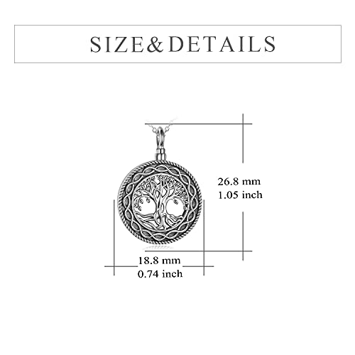 YFN Urn Necklace For Ashes Sterling Silver Memorial Ashes Keepsake Cremation Pendant Ashes Jewellery for Women Men Dog Cat Tree of Life