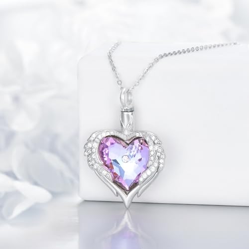 MONGAS Sunflower Cross/Sea Turtle/Phoenix/Angel Wing Urn Necklace for Ashes Sterling Silver Sunflower Cross/Sea Turtle/Phoenix/Angel Wing Cremation Jewelry for Ashes for Women Angel Wing