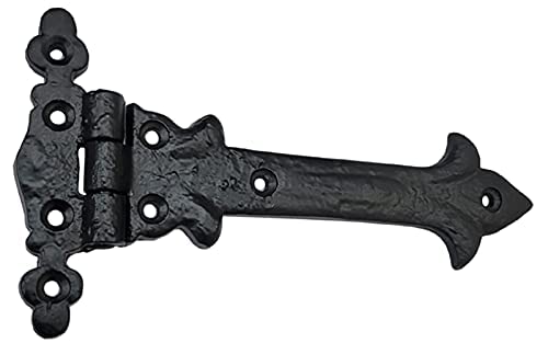 Adonai Hardware Adonijah Antique Cast Iron Strap T Hinge (6" X 2 Pack, Matte Black) for Barn Doors, Gates, Kitchen Cabinets, Sheds, Wooden Box, Furniture, Cedar Chest and Trunks 6" x 2 Pack (T Hinge) - Iron