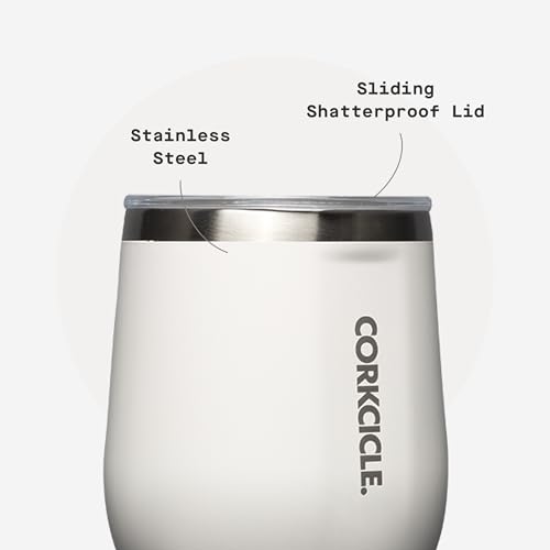 Corkcicle Stemless Wine Tumbler with Lid, 12 oz, Oat Milk
