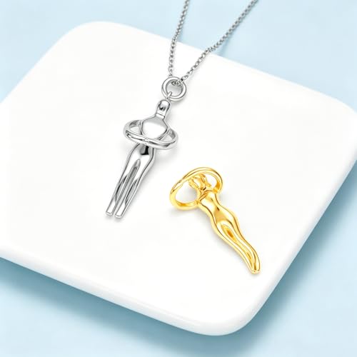 POPLYKE Couple Hug Necklace for Women 925 Sterling Silver Embrace Necklace Couples Jewellery for Women