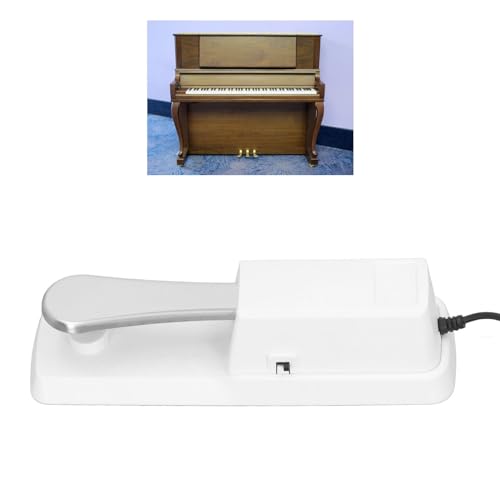 Focket Sustain Pedal, Universal Keyboard Sustain Pedal with 1/4in (6.35mm) Input Plug & Anti Slip Rubber Bottom, Piano Foot Pedal for Digital Piano, Electronic Keyboard, MIDI, Focket3tsrce7hf8-11 White