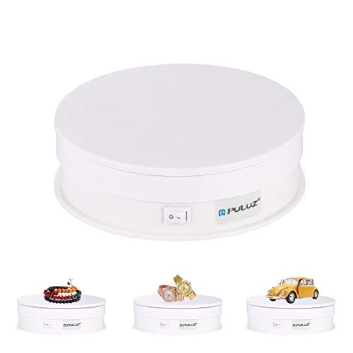 PULUZ Mini Photo Studio Light Box Kit with 360 Degree Motorized Rotating Turntable Display Stand for Photography Products and Shows（White）