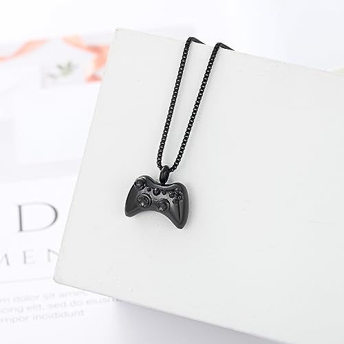 XSMZB Cremation Jewelry Game Controller Urn Necklace for Ashes Stainless Steel Gamepad Memorial Pendant Loved Ones Ashes Holder Keepsake for Men Boy Black