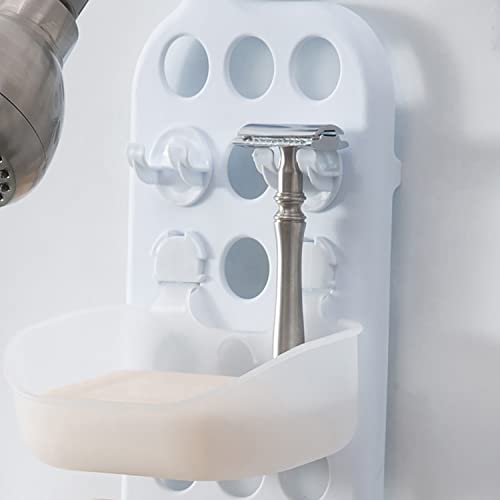 Bath Bliss 3 Tier Adjustable Shelves Shower Caddy | Bathroom Organization | Razor Hooks | Customizable Shelf | Soap Dish | Holds Large Bottles | White