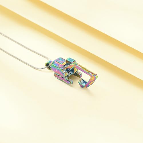 Excavator Urn Necklace for Ashes Stainless Steel Cremation Jewelry Memorial Human Ashes Keepsake Pendant for Women Men Memorial Urn Necklace rainbow