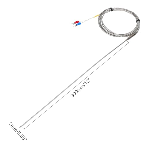 sourcing map K Type Thermocouple Temperature Sensor Probe 2x300mm 6.6ft Wire 0 to 1100°C(32 to 2012°F) Stainless Steel 2x300mm,6.6ft