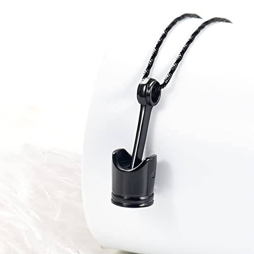 Yinplsmemory Mens Cremation Jewelry Motor Piston Urn Necklace for Ashes Keepsake Memorial Ashes Jewelry for Human/Pet Ashes Black
