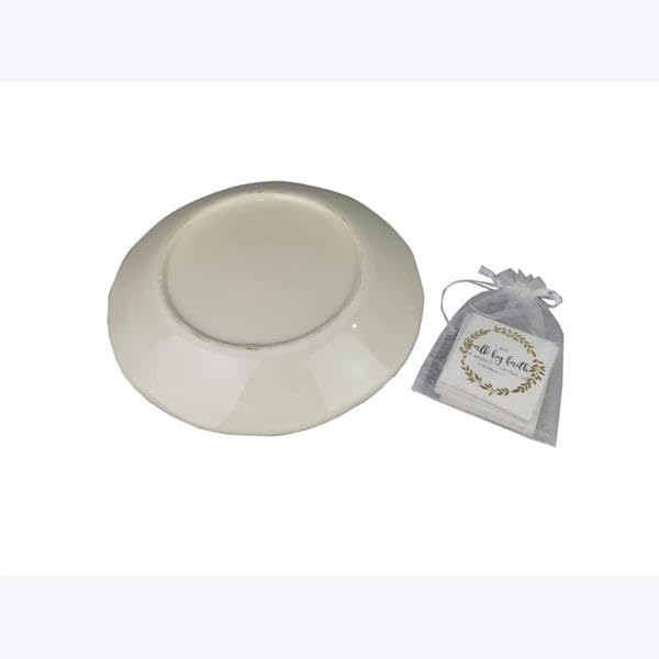 Young's Inc Ceramic Golden Faith Prayer Bowl with 40 Prayer Cards, 10 Inch Decorative Prayer Bowl, Christian Inspirational Giftfor Men, Women, Religious Home Decor, Reflection Bowl