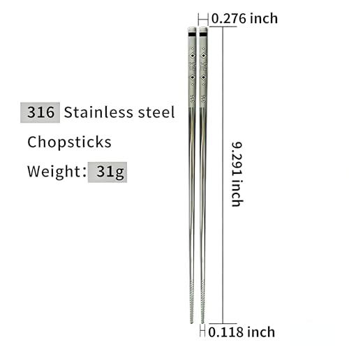 Premium 316 Medical Grade Stainless Steel Chopsticks 5 Pairs And Set with 5 Chopstick Helpers,Metal, Training For kids and Adults，Luxury Gift Box with Gold Design