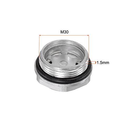 sourcing map Air Compressor Oil Level Gauge Sight Glass M30x1.5mm Male Threaded Aluminum Liquid Indicator Sight Window