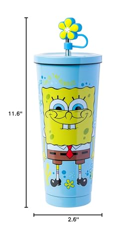 Silver Buffalo Spongebob Squarepants, Stainless Steel Tumbler, 24oz Life is the Bubbles