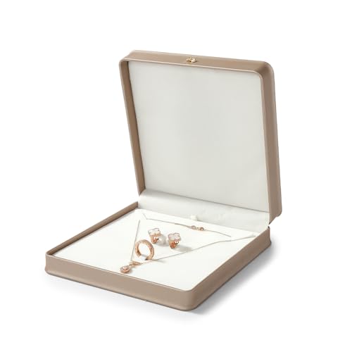 Rose Gold PU Leather Jewelry Set Box for Large Necklace & Jewelry 7.28" x 7.48" x 1.81"
