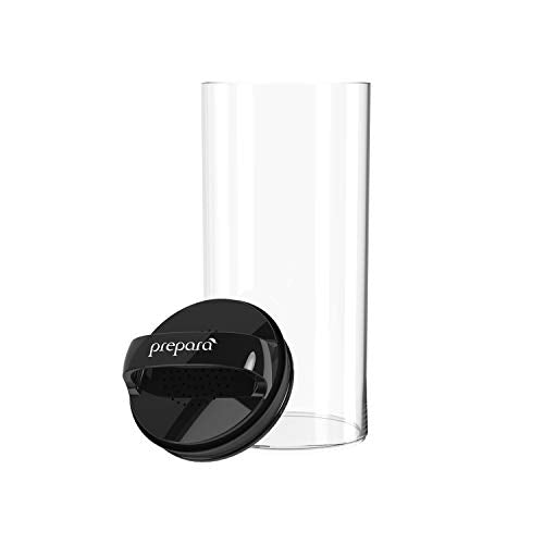 Prepara Evak Fresh Saver, Medium-Tall Airless Canister with Black handle, 2.3 Quart, Clear (Pack of 2) 2.3 Quart (Pack of 2)