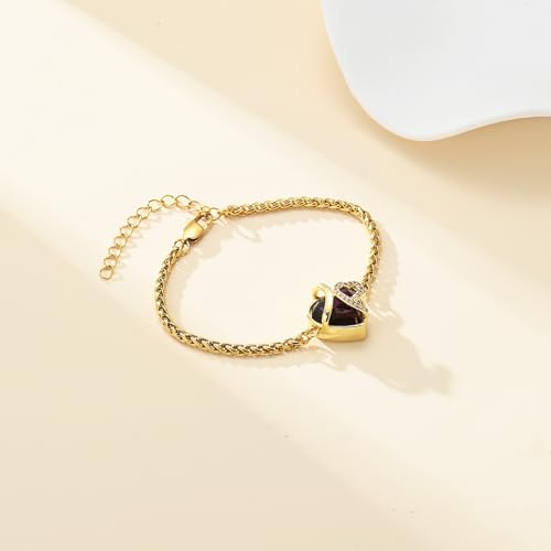 Cremation Jewelry Heart Urn Bracelet for Human Ashes for Women Men Memorial Keepsake Link Bracelet Gold-Blue