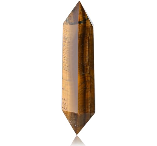 YATOJUZI 3.5" Tiger's Eye Healing Crystals Wand Natural Crystals and Healing Stones Large Hexagonal Crystal Points for Meditation Divination Reiki Energy Balancing 1PCS Yellow
