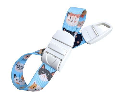Blue Cartoon Cat Pattern Medical Tourniquet with ABS Plastic Buckle Latex Free Elastic Band Perfect for Doctors, Nurses, Students and Paramedics