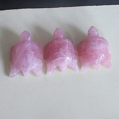 2'' Hand Carved Gemstone Crystal sea Turtle Figurine Animal Carving Statue Home Decor (Rose Quartz) Rose Quartz
