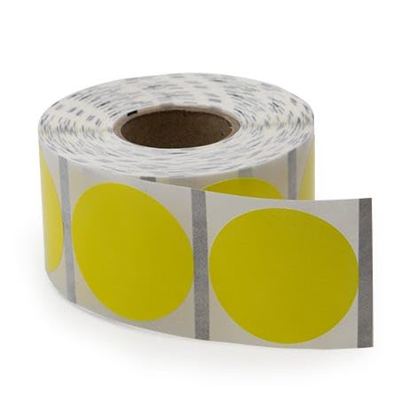 Yellow 1.25" Circle Direct Thermal Labels