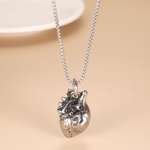 Anatomical 3D Heart Cremation Jewelry For Ashes Silver