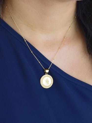 925 sterling silver necklace 22mm|18 inch chain | saint christopher necklace| patron saint of travelers pendant| religious medallion| catholic jewelry| protection charm|gold plating |LKGP_00382