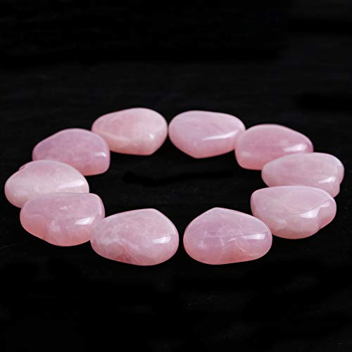 10 Pcs Healing Crystal Rose Quartz Stone Chakra Reiki Balancing Palm Pocket Polished Puff Heart Worry Stone 0.99X0.99X0.47 inch 10 Pcs Rose Quartz 25mm