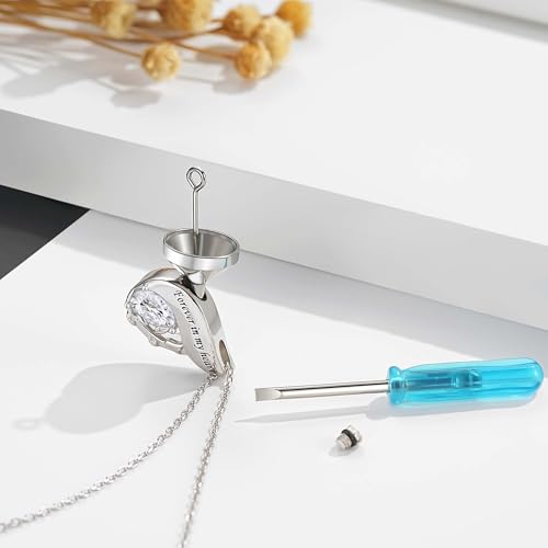Teardrop Urn Necklaces for Ashes- 925 Sterling Silver Cremation Necklace White