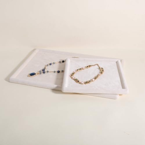 Square velvet Jewerly display tray, Jewelry storage organizer plate, Empty Jewelry showcase tray for Necklace Bracelet Ring Earring display stand holder (Cream-Large, 9.8 x 9.8 in) Cream Large