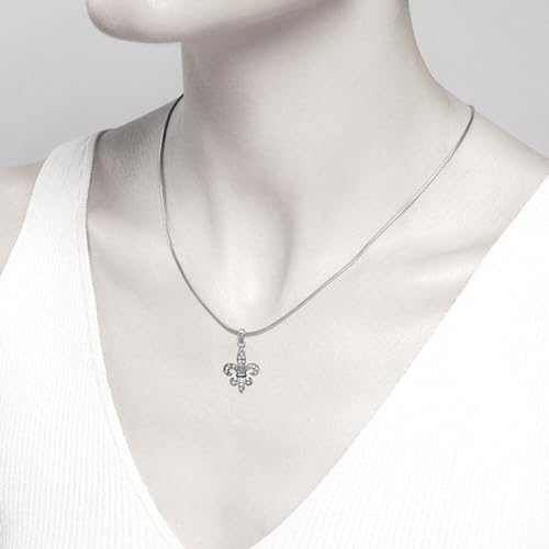 DianaL Boutique Fleur De Lis Austrian Crystal Charm Pendant and Necklace Gift Boxed Fashion Jewelry