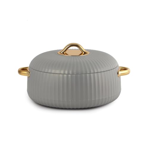 Insulated Stainless Steel Casserole with Airtight Lid, Hot Pot Food Warmer for Roti, Chapati, Rice, Biryani & Curry, Double Wall Thermal Serving Bowl Keeps Food Hot & Fresh for Hours(1250) ml Grey