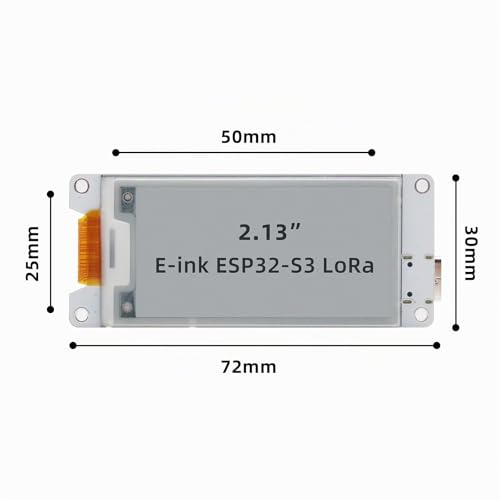 2.13 Inch LoRa E-Ink Display Module, ESP32-S3 USB C with SX-1262 LoRa ESP32 Support WiFi BLE Meshtastick for Arduino (with Acrylic Shell + Antenna)