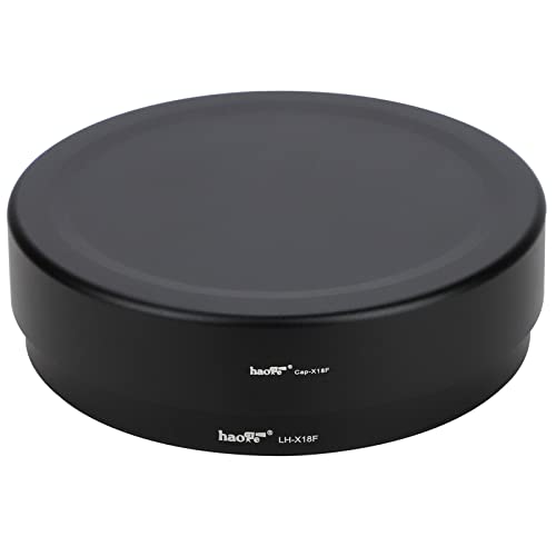 Haoge Lens Hood Metal Square Bayonet for Fujifilm Fuji Fujinon XF 18mm F1.4 R LM WR Lens with Metal Front Cap Kit, Replaces Fuji xf18mmf/1.4 Lens Hood LH-XF18 on Camera X-T4 X-S10 X-T30 XE4