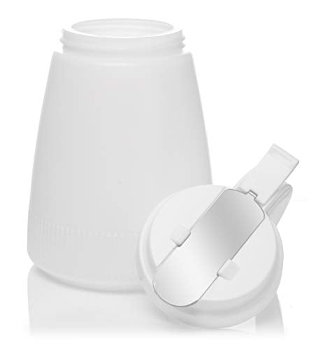 [3 PACK] EcoQuality 32oz Plastic Syrup Dispenser with Plastic Lid and Stainless Steel Slide Cover - Syrup, Sugar, Honey Dispenser - Perfect for Diners, Restaurants, Home, Office, Disposable (32 Ounce)