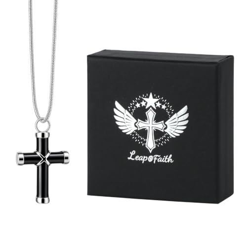 Ashes Urn Cross for Car Rear View Mirror Decor Stainless Steel Amulet Adult Men Christian Medal