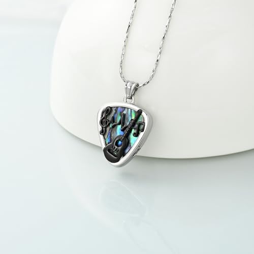 shajwo Guitar Pick Cremation Jewelry for Ashes Silver-Abalone Shell