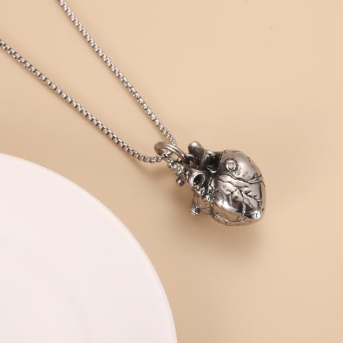 Anatomical 3D Heart Cremation Jewelry For Ashes Silver