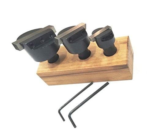 Buyohlic Fly Cutter Set of 3 Pcs with HSS Tool Bit- 1/2" Inch Shank (Head Diameter 3/4", 1-1/8" & 1-1/2" Inches) with Wooden Stand