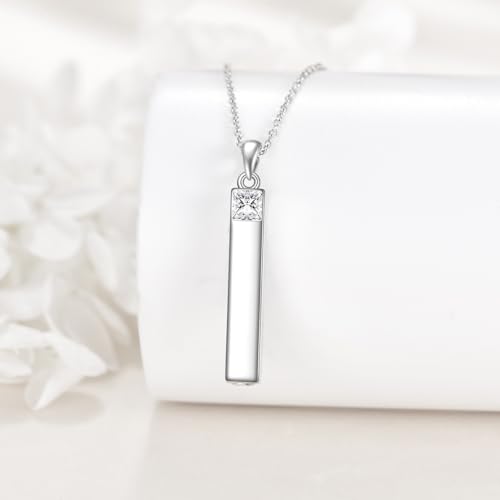 Bar Urn Necklaces for Ashes Sterling Silver Bar Cremation Jewelry for Ashes Memory Jewelry for Women Men April