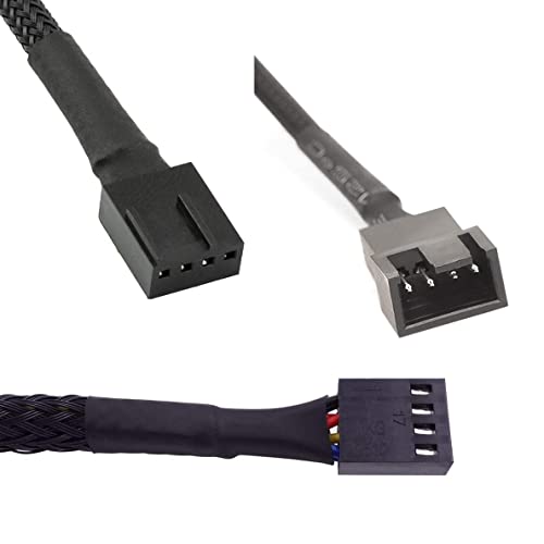 Gebildet 4 x 4 Pin PWM Fan Extension, Power Cable, Connection Housing, Male to Female, for Computer, Compatible with 4-Pin and 3-Pin PWM Fans (42 cm) PWM (1 to 1) 42 cm