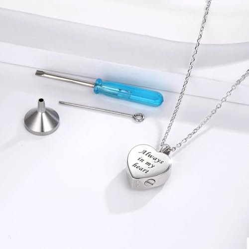 Sariel Opal Heart Urn Necklaces to Hold Ashes of Loved Ones 925 Sterling Silver Cremation Jewelry for Women White