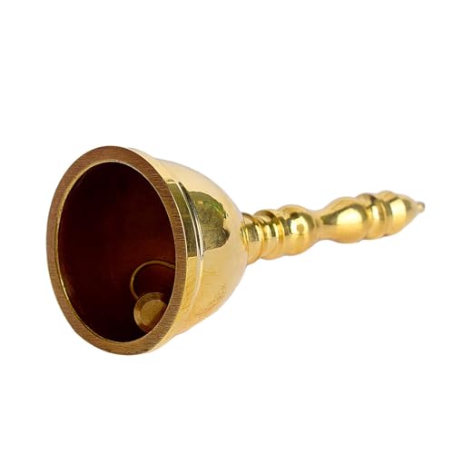 SATVIK 4.5-5 INCH Handcrafted Brass Puja Bell for Home Temple, Traditional Brass Prayer Bell l Decorative Hanging Ghanti for Pooja and Home Décor