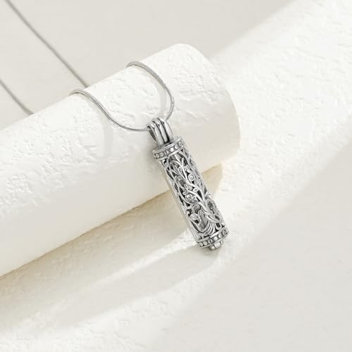 Cylinder and Heart Urn Necklace for Ashes for Women Men Memorial Lockets for Ashes Holder