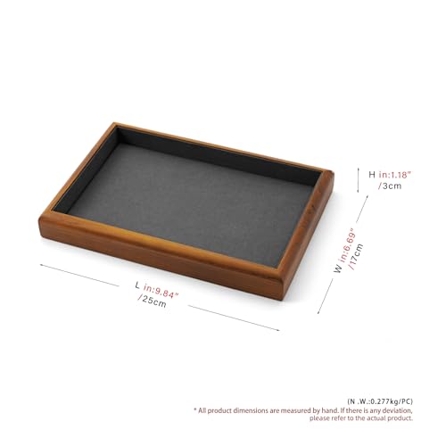 Solid Wood Stackable Flat Jewelry Display Organizer Tray Flat Tray Grey