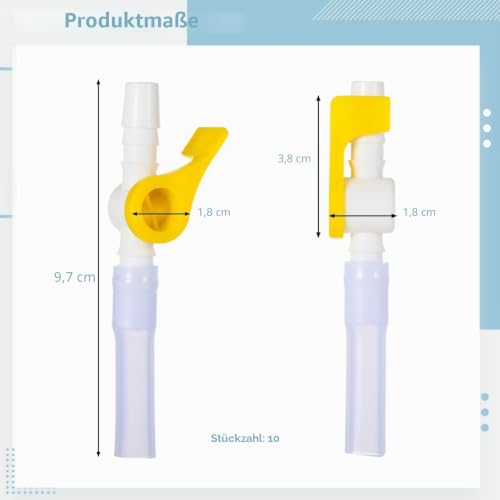 Pack of 10 Catheter Valves, Comfort Flow Catheter Valve, Urine Drain Catheter Valve, Easy to Use Lever Tap Catheter Bag Valve with Smooth Edges and Hose