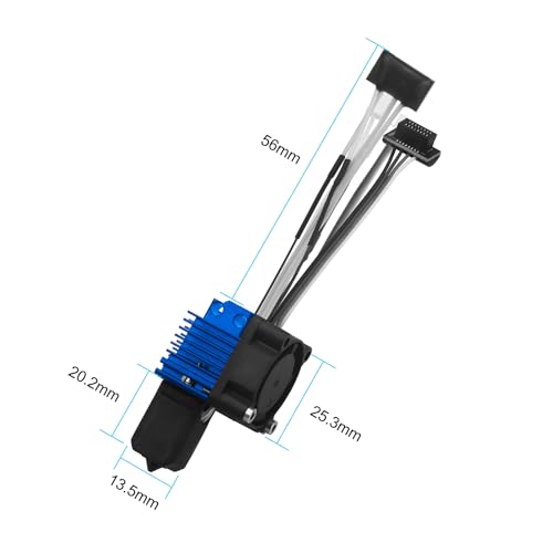 Bamboo Lab p1 p1s Hotend Complete Kit for p1 Series 3D Printer, Full Assembly Blue Hot End with Fan, Thermistor, 0.4mm Hardened Steel Nozzle+2pcs 0.4mm Bimetallic Nozzle